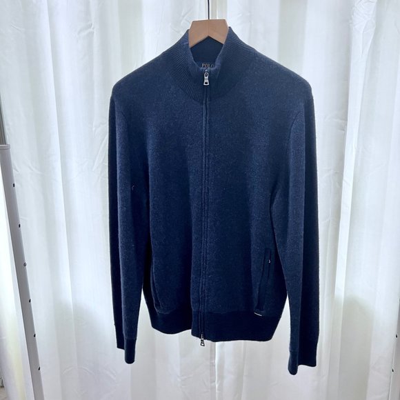 Polo by Ralph Lauren Navy Blue Full Zip Cashmere Sweater Jacket. - Picture 1 of 9